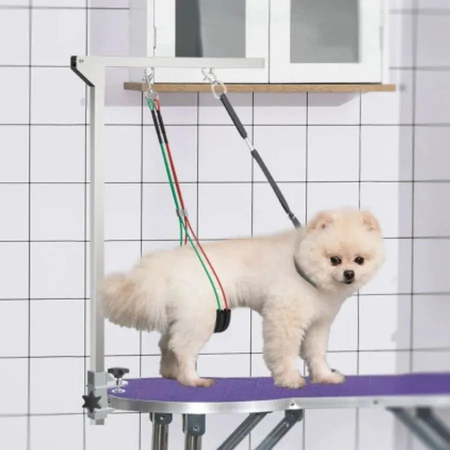 Braço dobrável para cuidados com animais de estimação, em aço inoxidável (MESA NÃO INCLUIDA), com colar de fixação para cães de grande e pequena estat