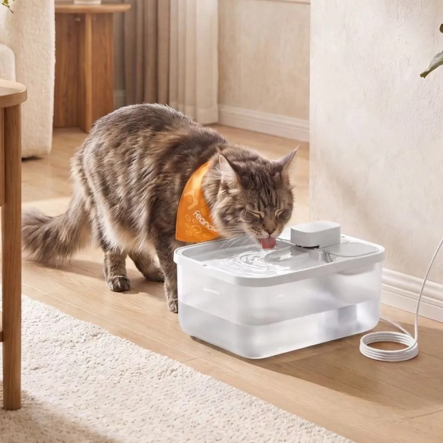 Beberouro para gatos , 4,5 L, silencioso 28,7 x 19,3 x 17,3 cm, com 3 filtros branco