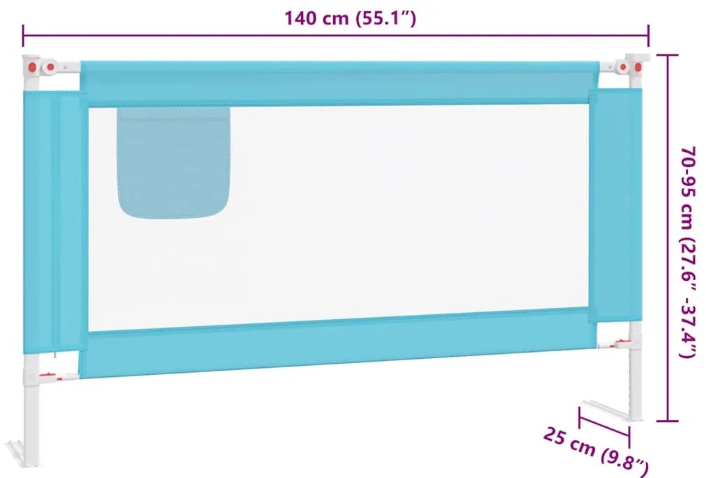Barra de segurança p/ cama infantil tecido 140x25 cm azul