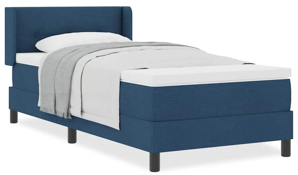 Cama Box com Colchão Azul – 90 x 200 cm, Estofada
