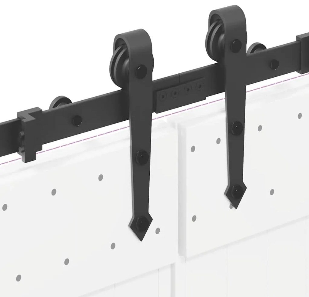 Kit de ferragens para porta deslizante 305 cm aço preto