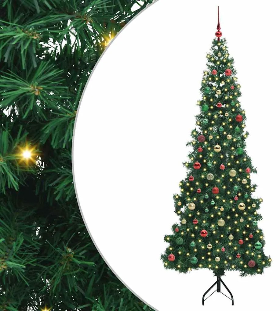 vidaXL Árvore de Natal artificial de canto Verde 210 cm PVC e Metal
