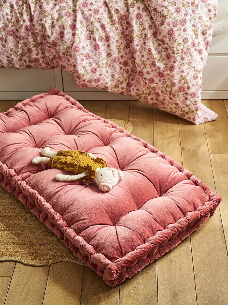 Colchão de chão em veludo 60 x 120 cm rosa