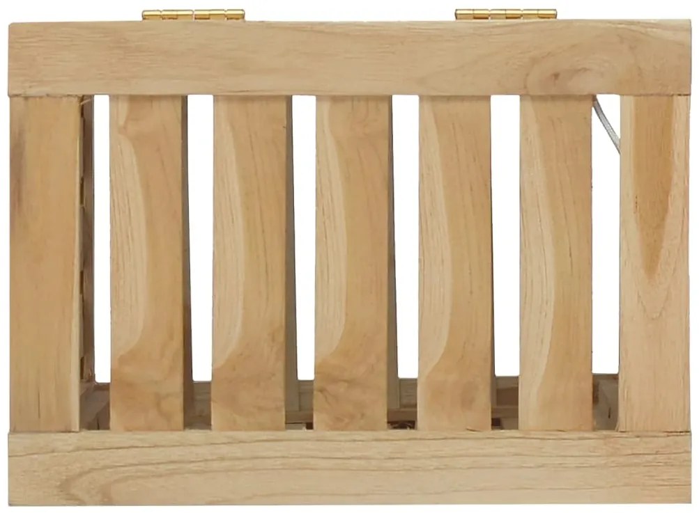 Cesto de roupa 35x25x60 cm madeira de teca maciça