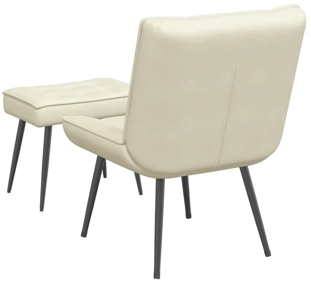 Cadeira de relaxamento com banco em veludo creme