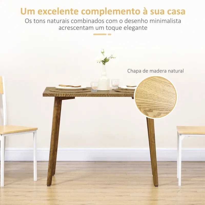 Mesa de Jantar Retangular com Pés de Madeira de Pinho para Sala de Jantar Escritório 98x60x76,5cm Madeira