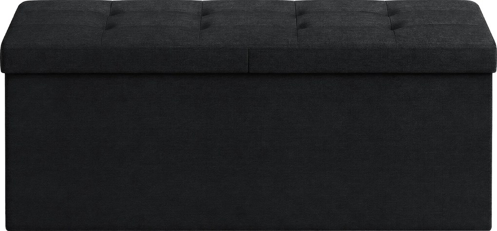 Banco com espaço de arrumação 38 x 110 x 38 cm, baú rebatível, caixa de arrumação Preto