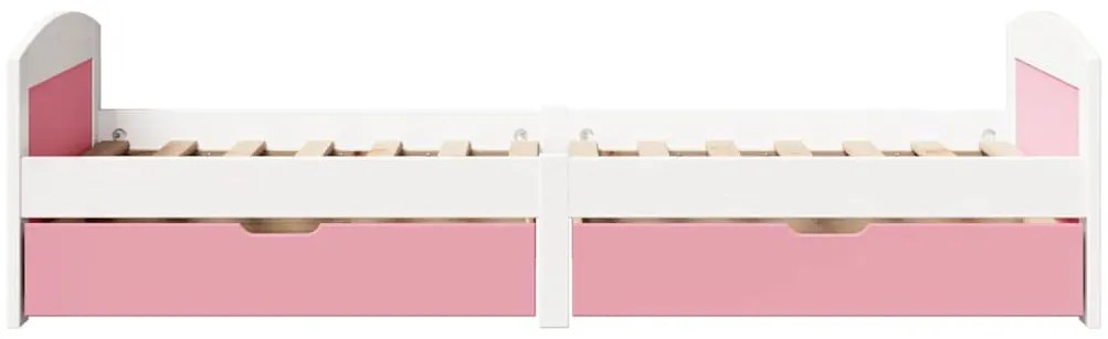 Sofá-cama com 2 gavetas sem colchão 90x200 cm IRUN branco&amp;rosa
