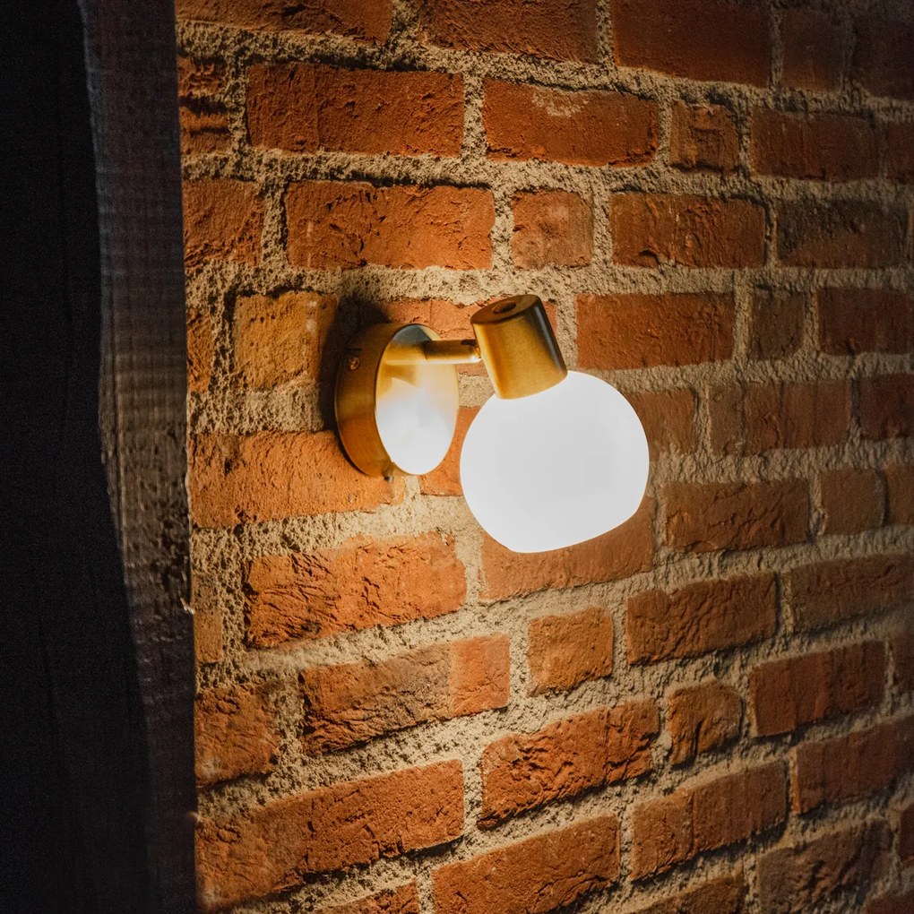 Projetores Art Deco Dourado com Vidro Opalino Ajustável - Anouk