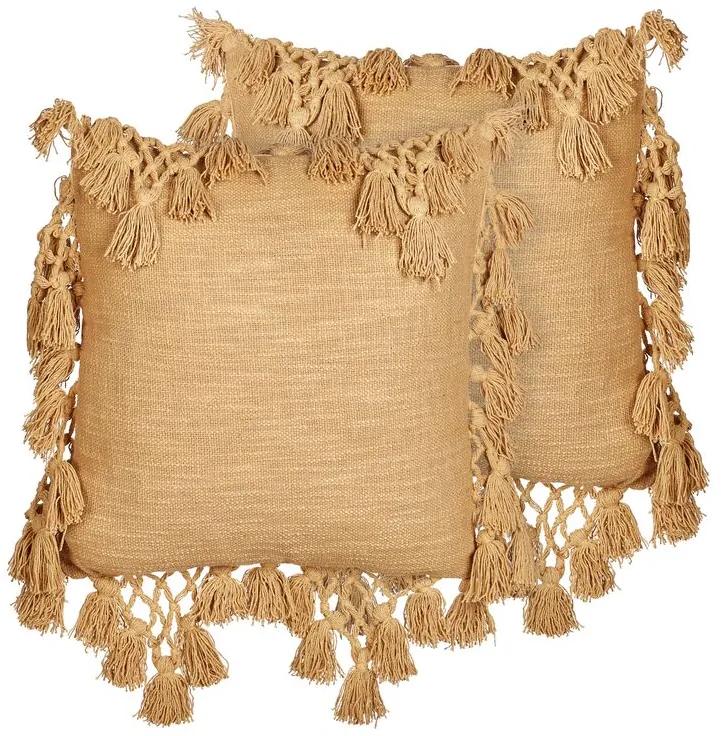 Conjunto 2 almofadas decorativas em algodão cor de areia 45 x 45 cm OLEARIA Beliani