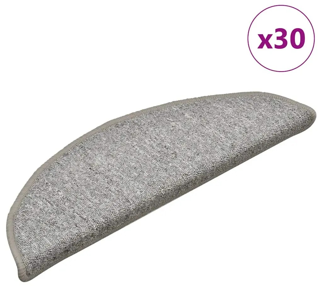 Tapetes de escada 30 pcs 56x17x3 cm cinzento-claro