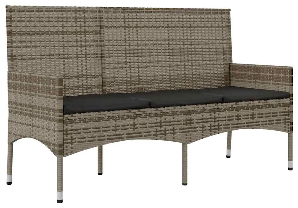 4 pcs conjunto lounge de jardim c/ almofadões vime PE cinzento