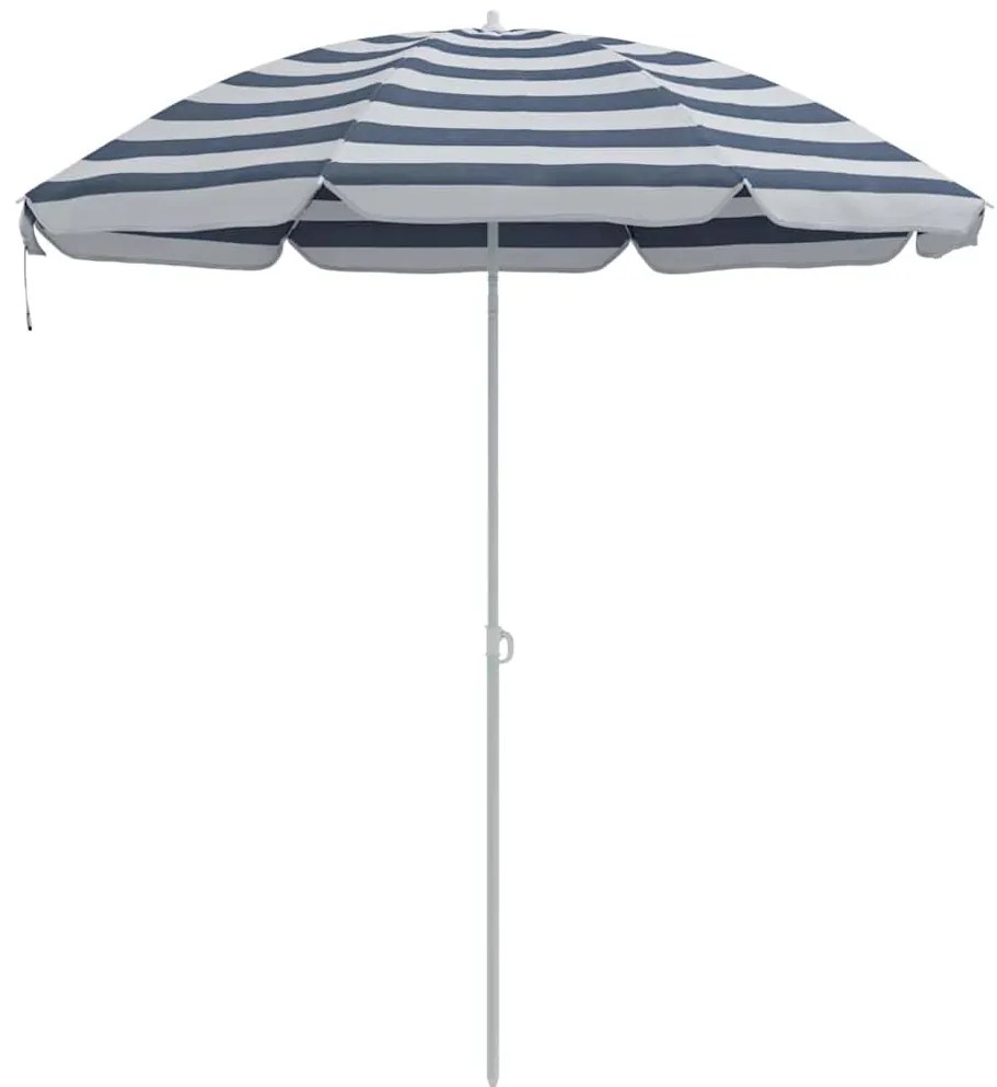 Parasol de Praia vidaXL com Pau de Metal Azul e Branco 161x193 cm em P