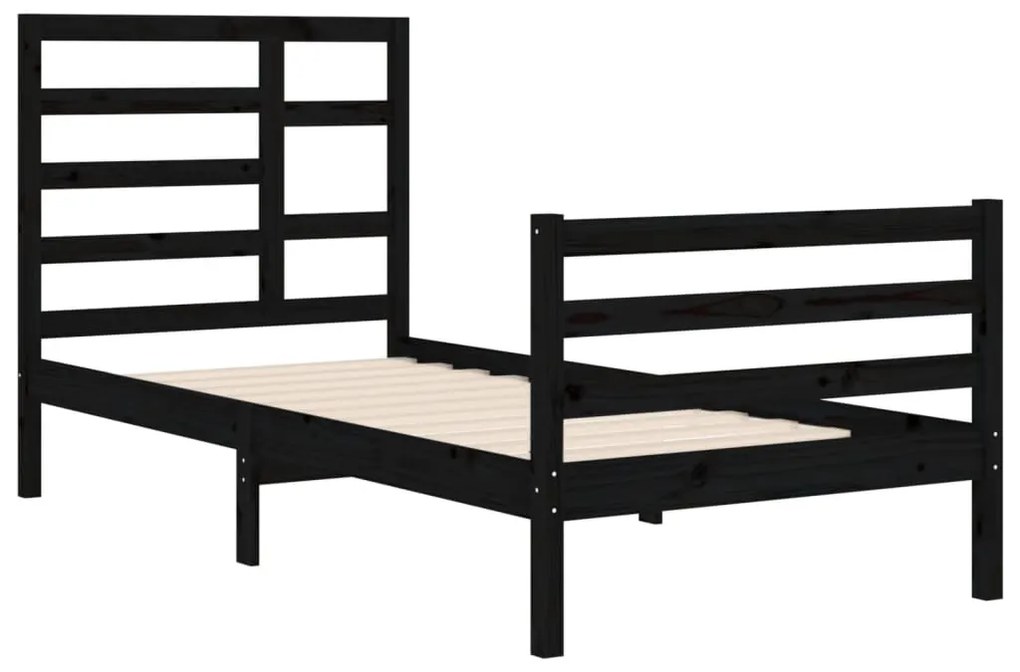 Estrutura de cama 90x200 cm madeira maciça preto