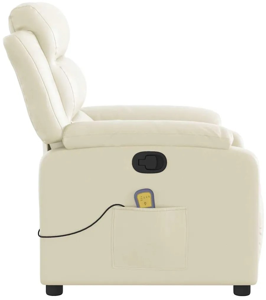 Poltrona de massagens reclinável couro artificial cor creme