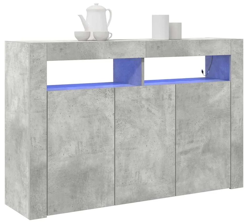 Buffet Cinza Concreto Madeira Engenheirada 116 x 30 x 75 cm