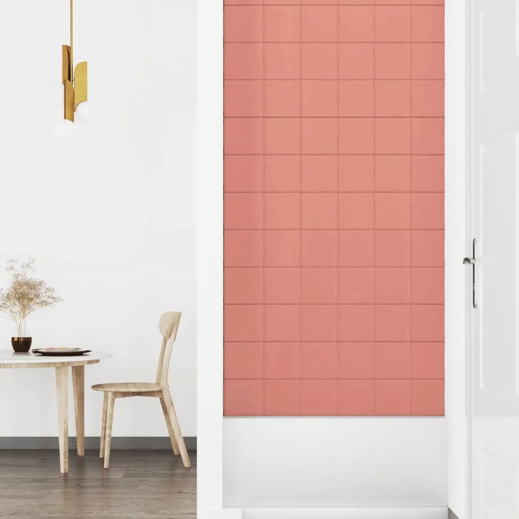 Painel de parede 12 pcs 90x15 cm veludo 1,62 m² rosa