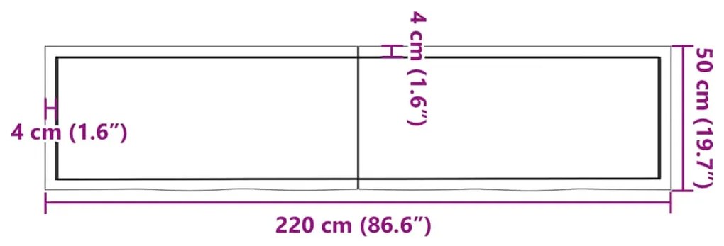 Prateleira de parede 220x50x6 cm carvalho tratado cinza-escuro