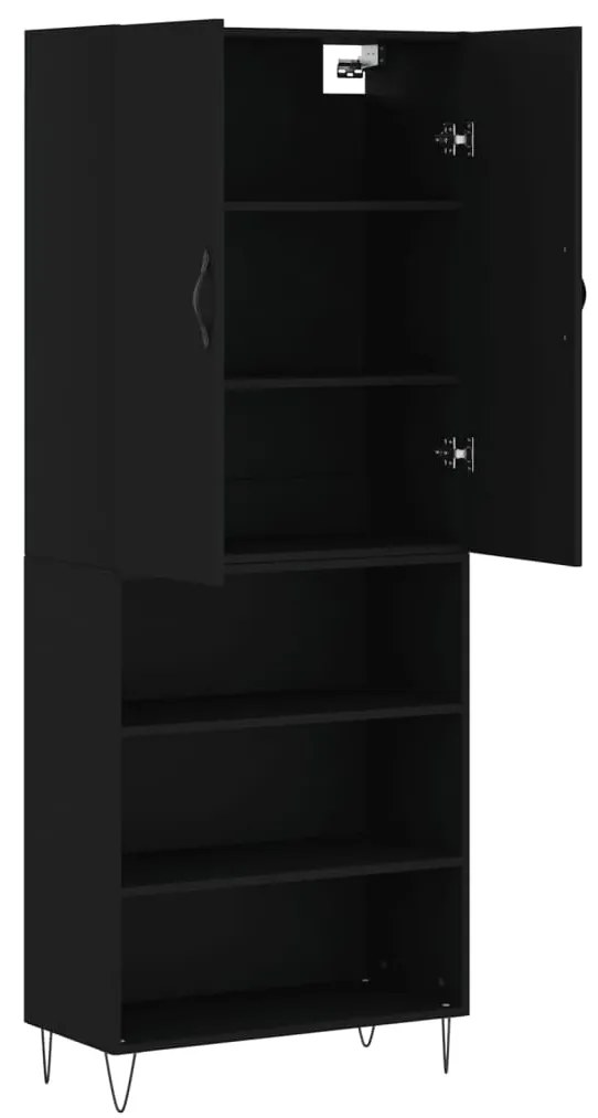 Armário alto 69,5x34x180 cm derivados de madeira preto