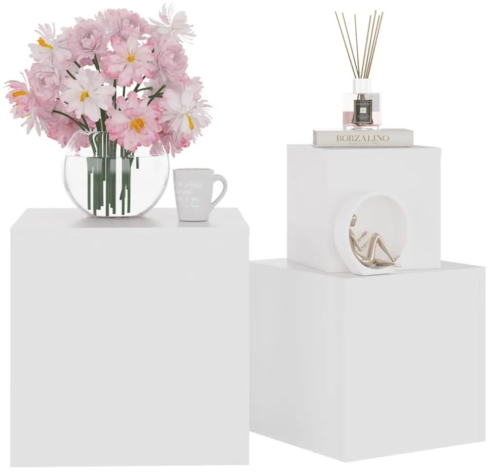 Mesas de apoio 3 pcs derivados de madeira branco
