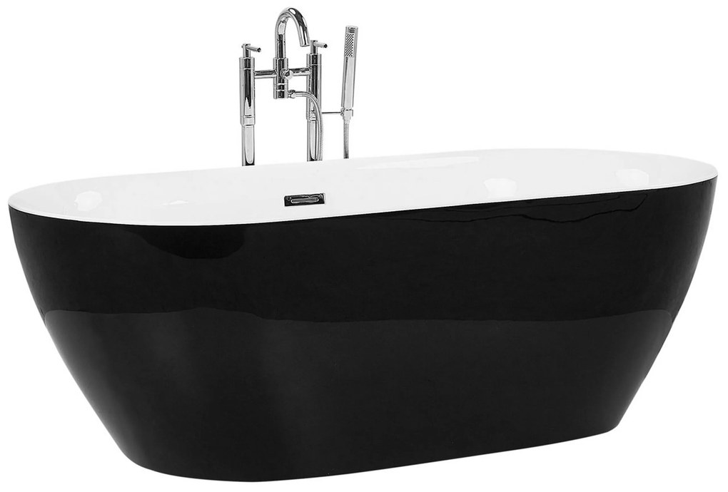 Banheira autónoma em acrílico preto 170 x 80 cm CARRERA Beliani