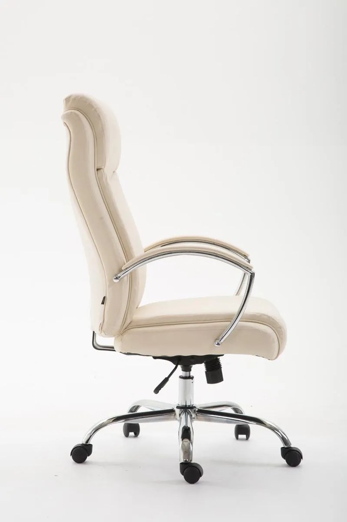 Cadeira de Escritório XL Vaud de Couro Sintético Creme