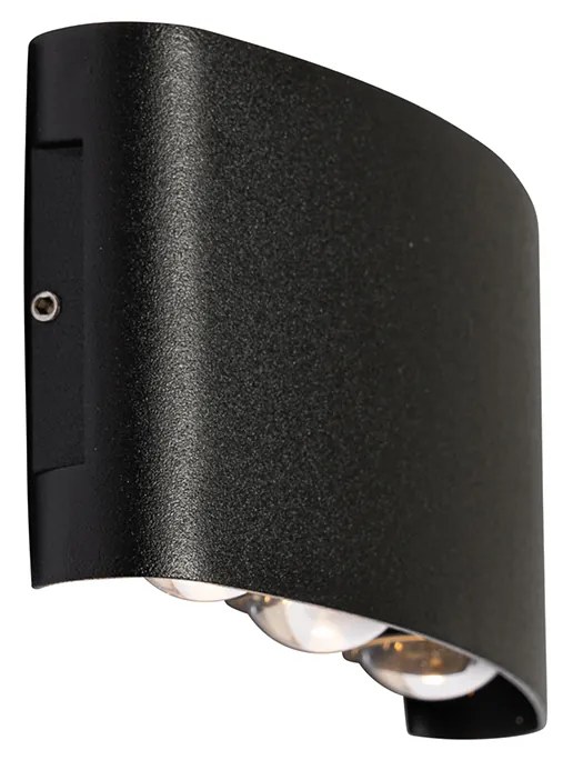 Candeeiro de parede exterior preto com LED 6 luzes IP54 - Silly Moderno