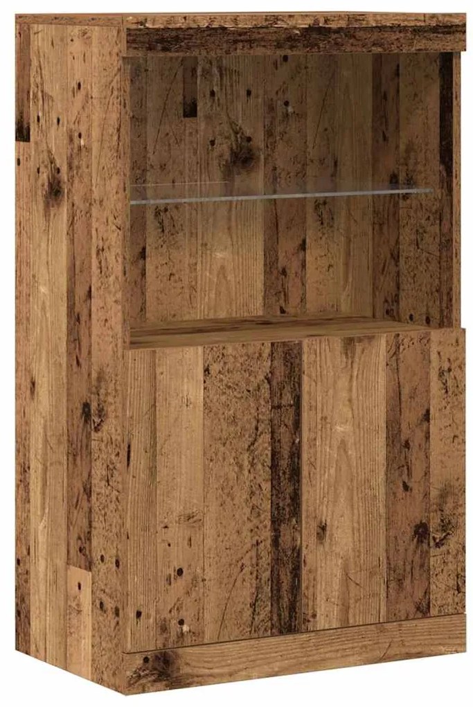 Sideboard vidaXL com Luzes LED Madeira Velha 60x37x100 cm