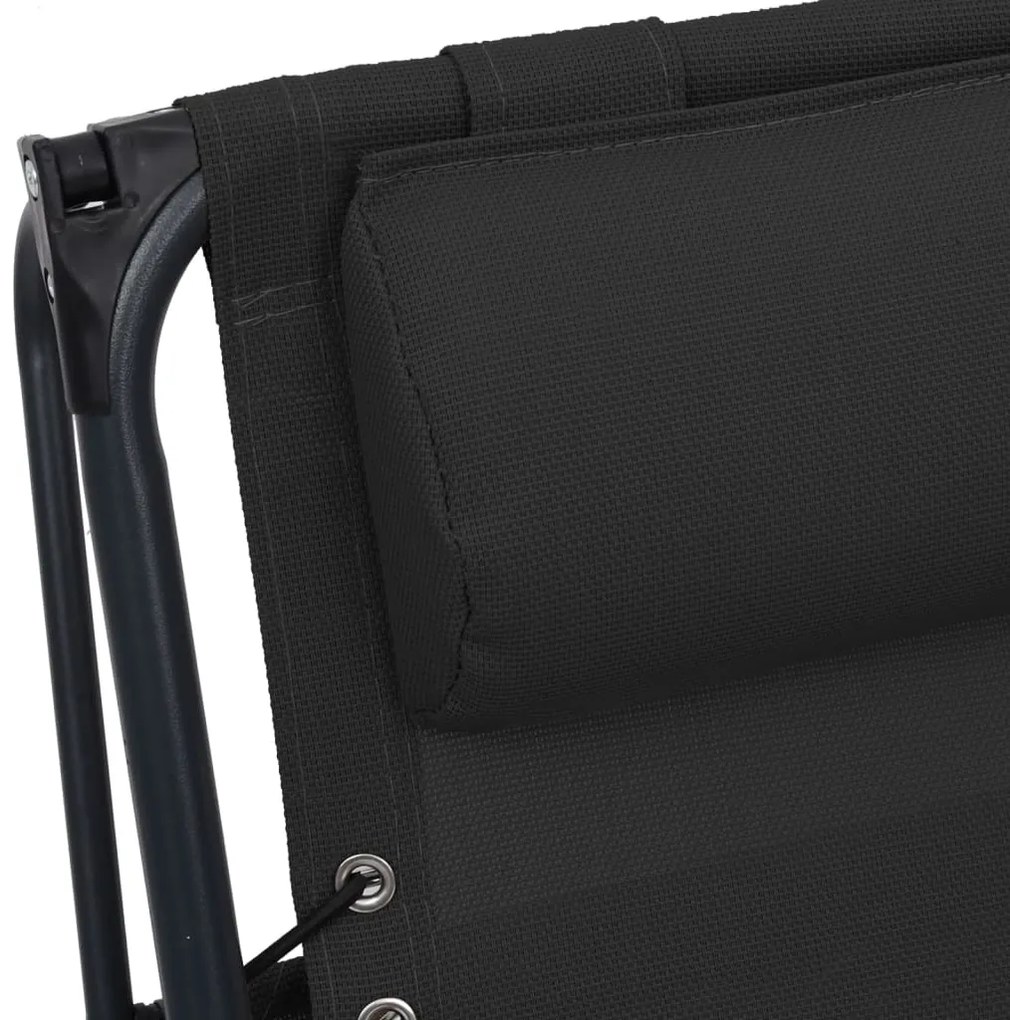 Cadeiras de pátio dobráveis 2 pcs textilene preto