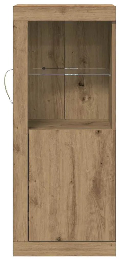 Sideboard vidaXL com Luzes LED Carvalho Artesanal 41x37x100 cm