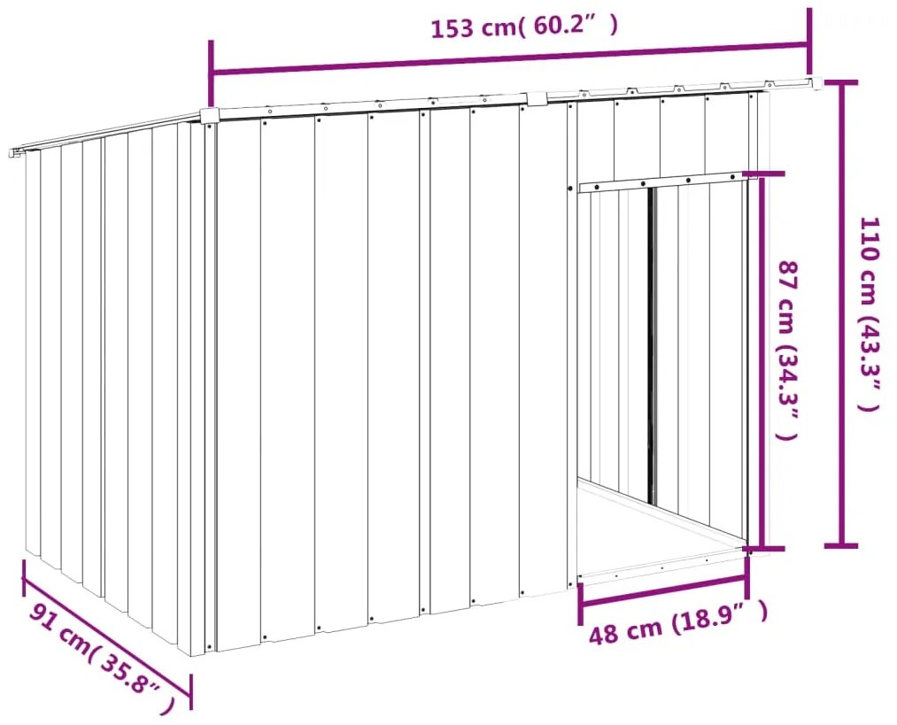 Casota para cães com telhado aço galvanizado antracite