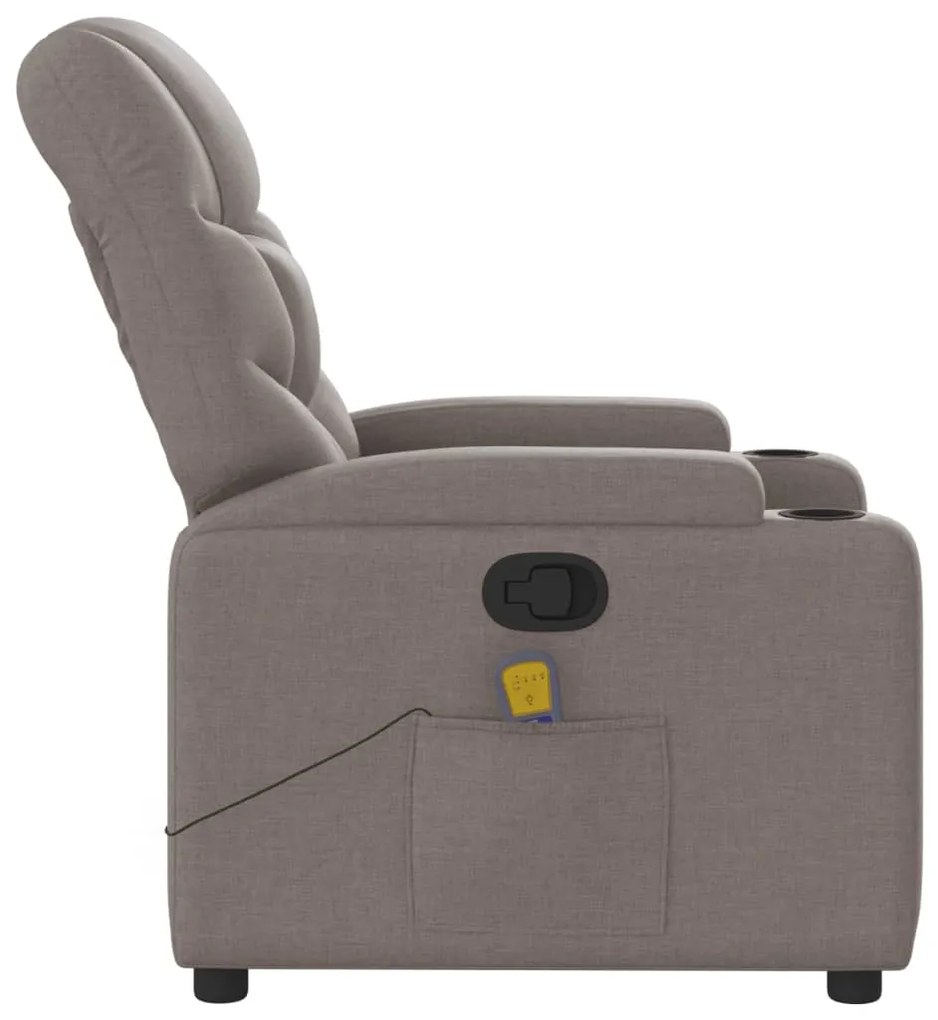 Poltrona de massagens reclinável tecido cinzento-acastanhado