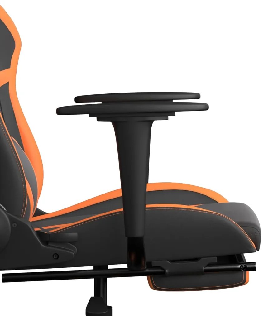 Cadeira gaming c/ apoio p/ pés couro artificial preto e laranja