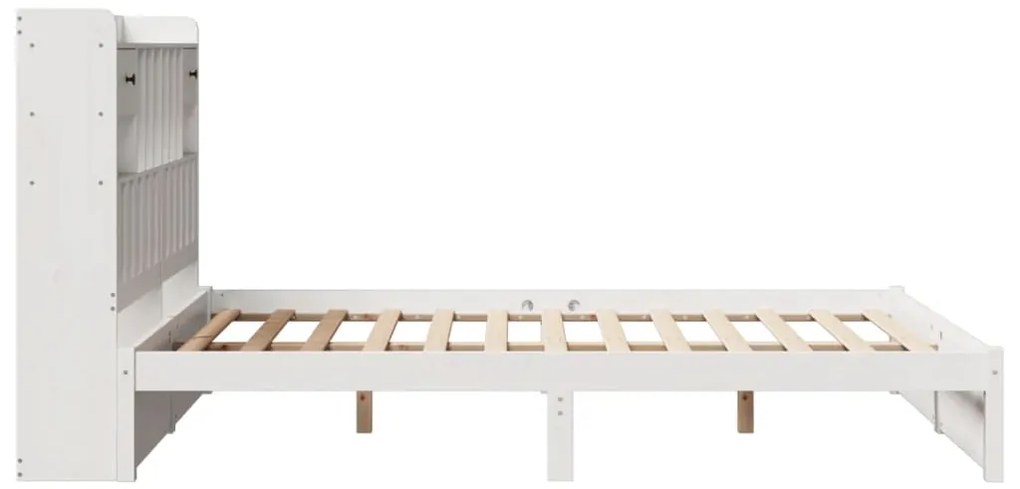 Cama com estante sem colchão 160x200 cm pinho maciço branco