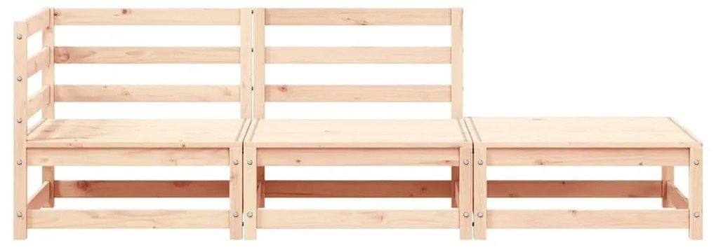 3 pcs conjunto lounge de jardim pinho maciço