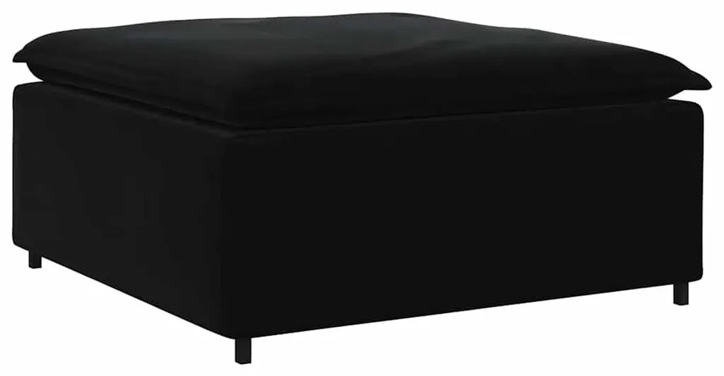 Sofá modular com pufes e almofadas veludo preto