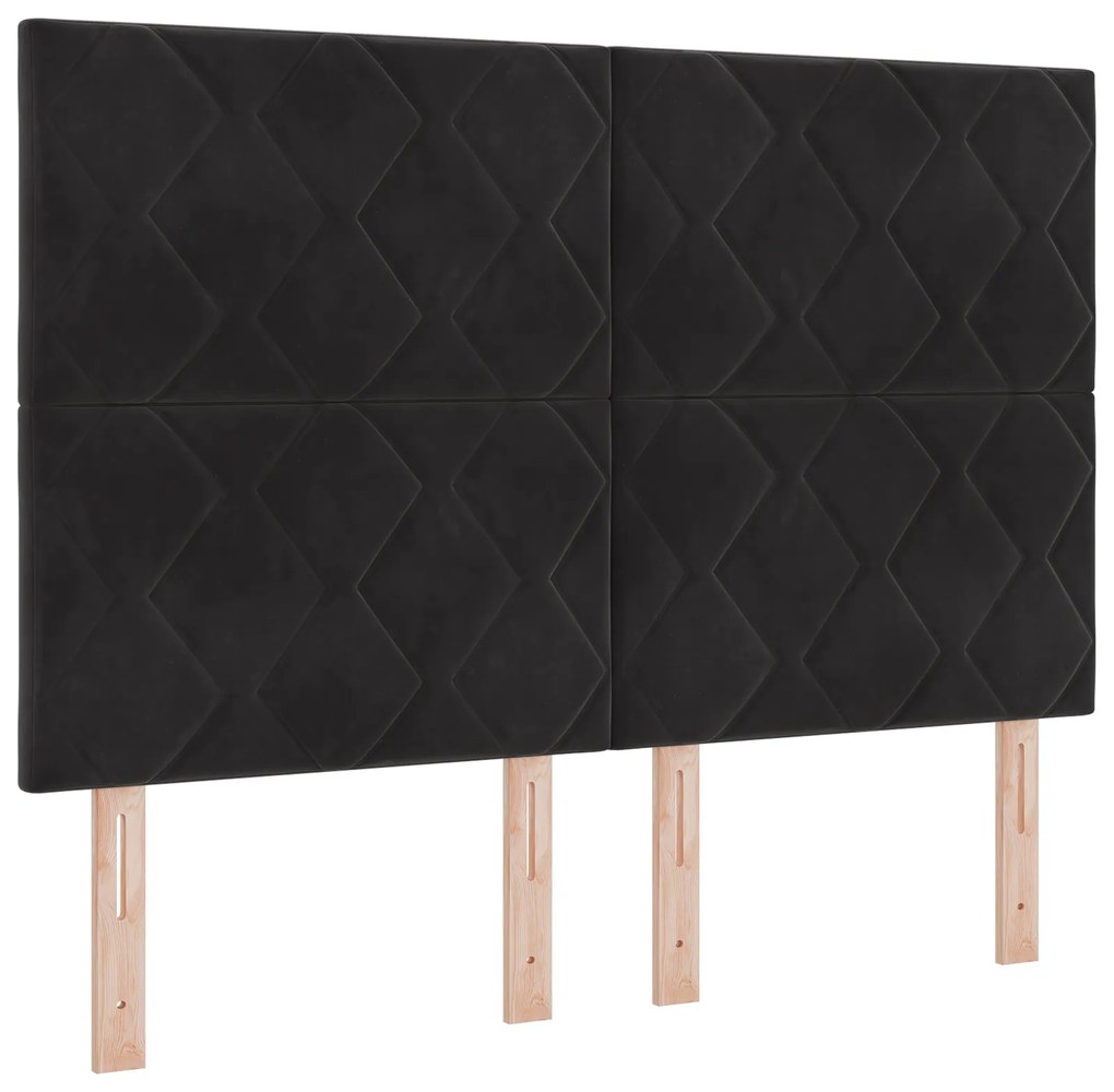 Cabeceira Design de Blocos de Diamante Preto 160 cm Veludo