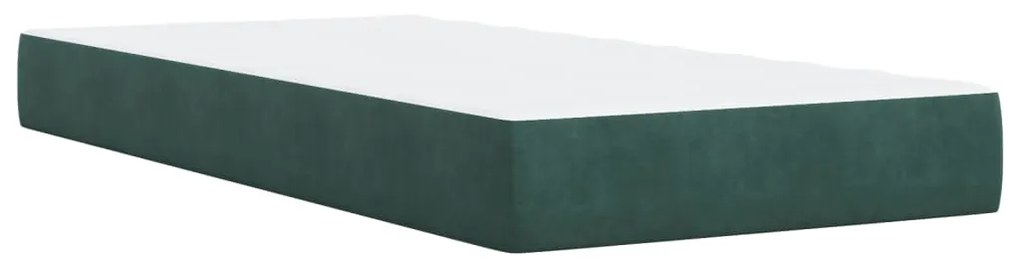 Cama com molas/colchão 90x190 cm veludo verde-escuro