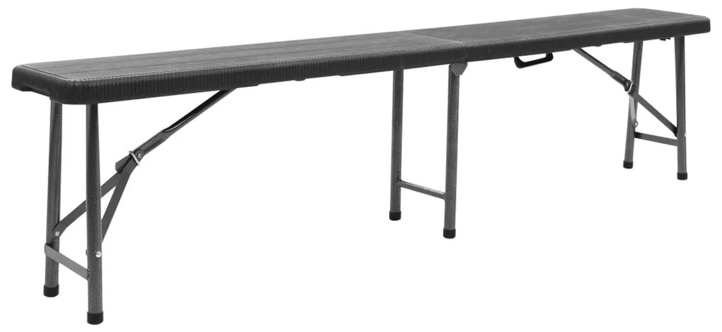 Bancos de jardim dobráveis 2 pcs 180 cm PEAD preto