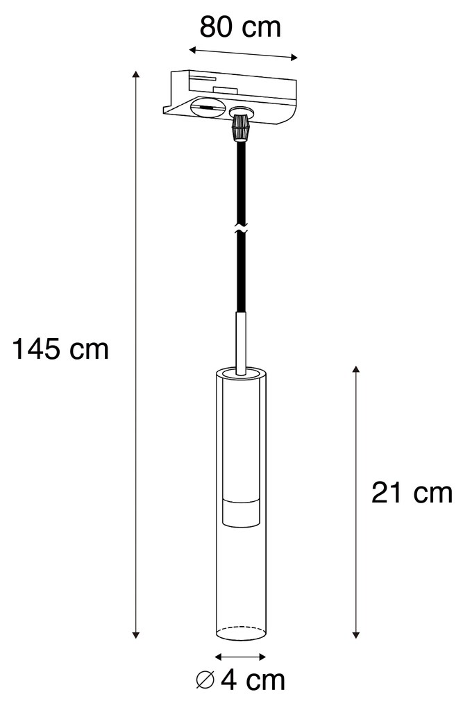 Foco moderno bronze escuro com vidro transparente para sistema de calha monofásico - Slimline Loyce Moderno