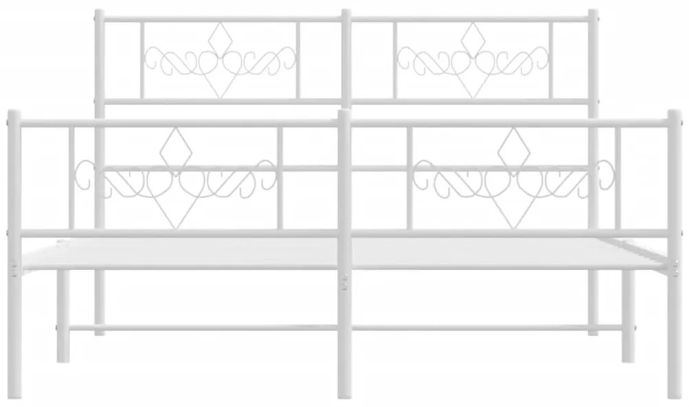 Estrutura de cama com cabeceira e pés 140x190 cm metal branco