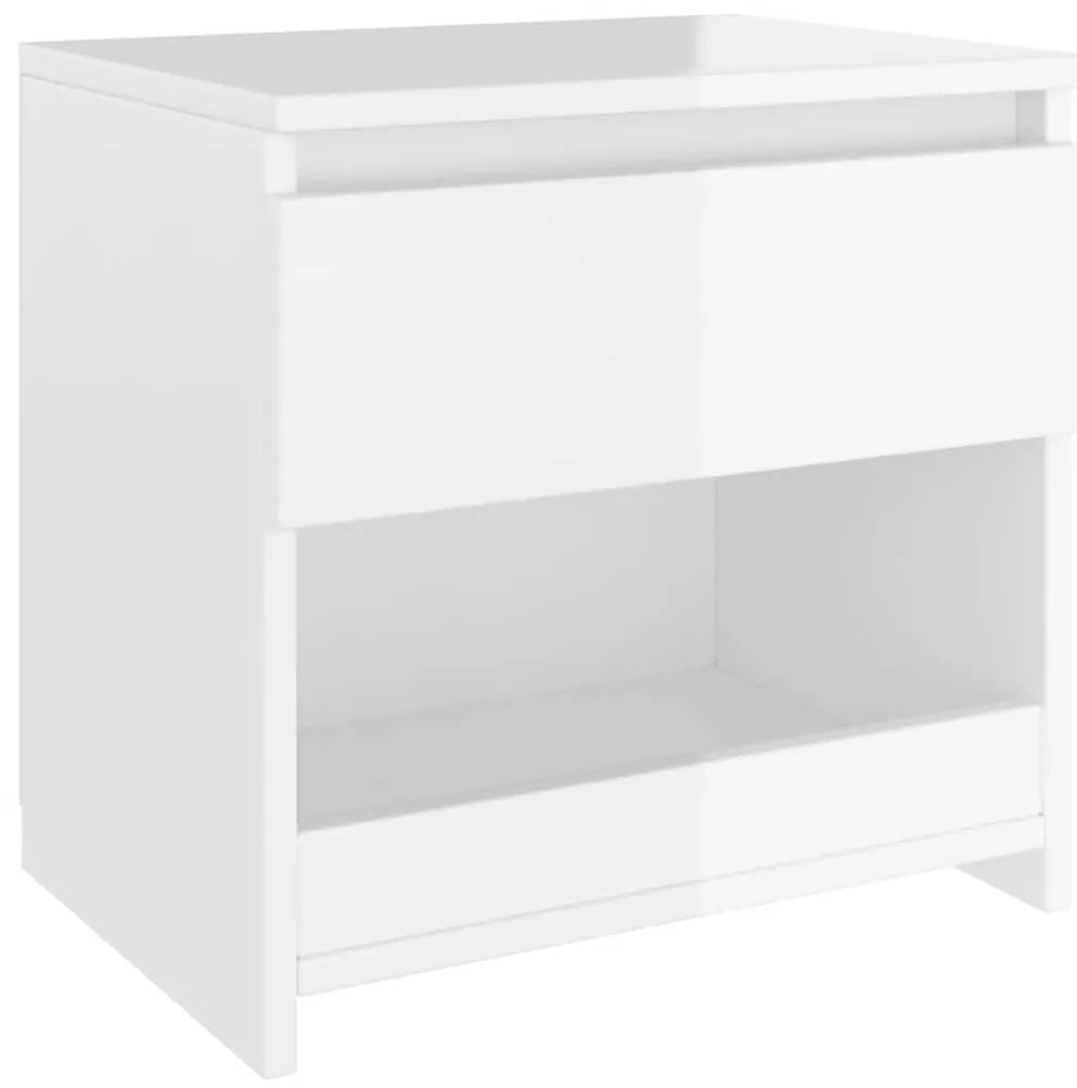 Mesas de cabeceira 2 pcs 40x30x39 cm contrapl. branco brilhante