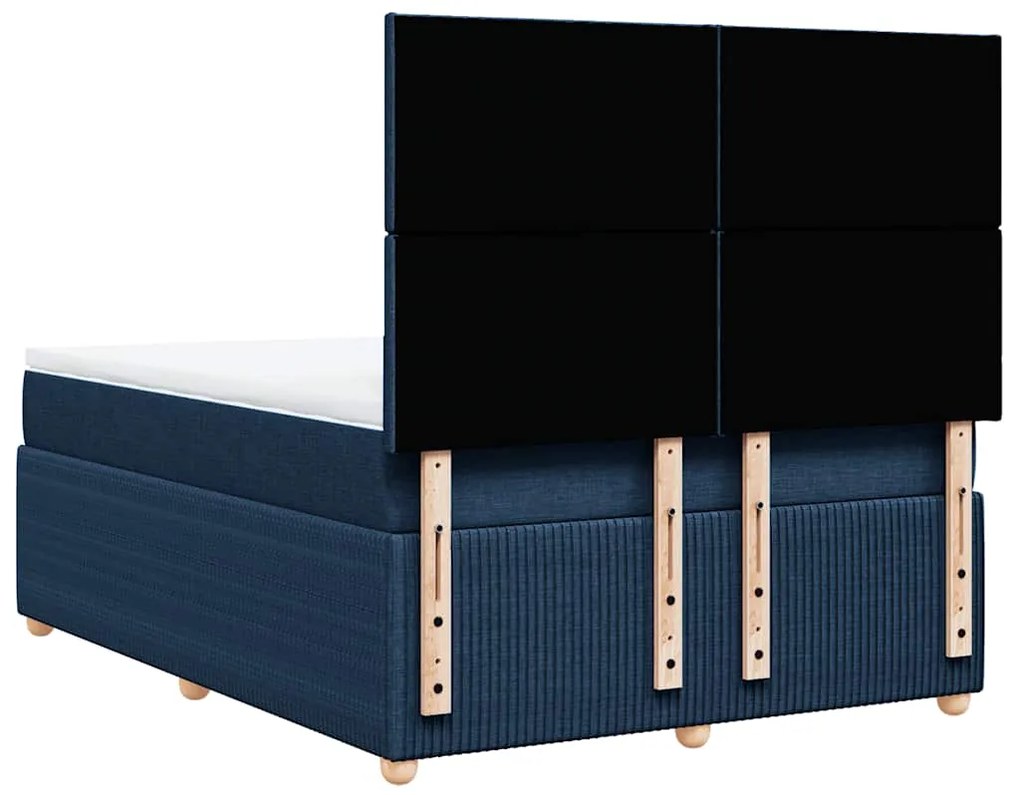 Cama com molas/colchão 160x200 cm tecido azul