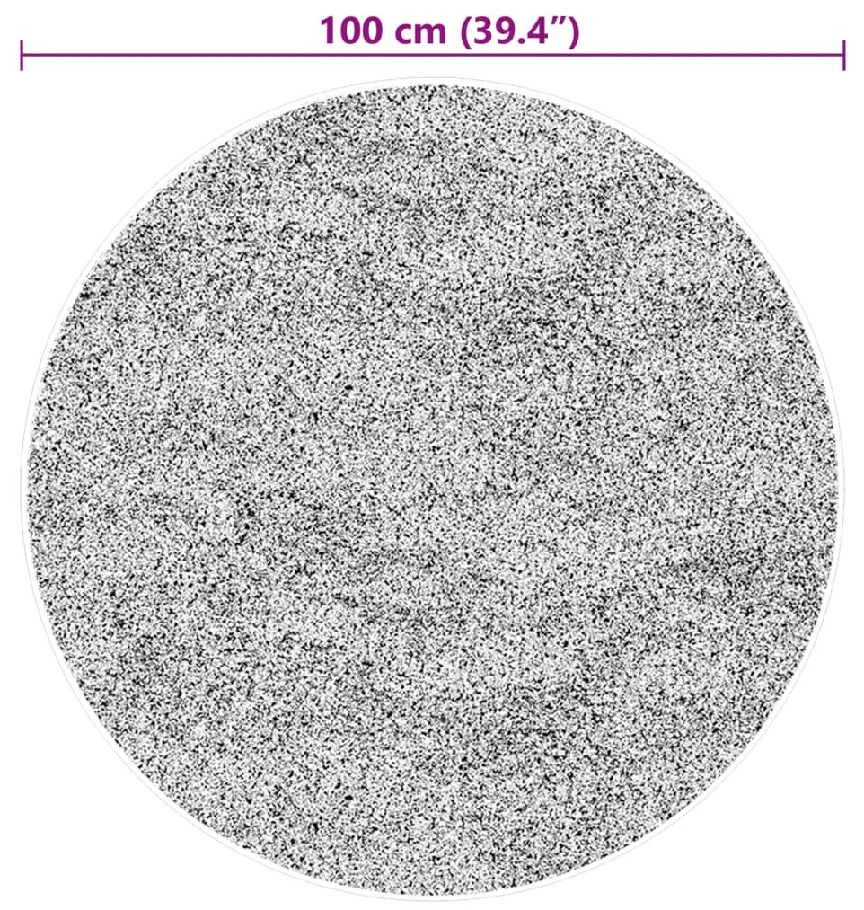 Tapete pelo curto macio e lavável HUARTE Ø 100 cm preto