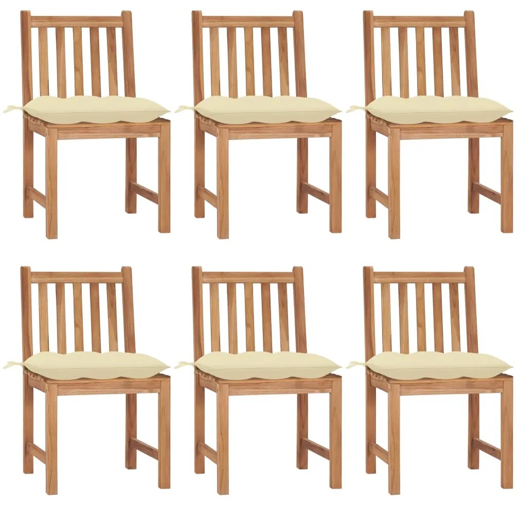 vidaXL Cadeiras de jardim 6 pcs c/ almofadões madeira de teca maciça