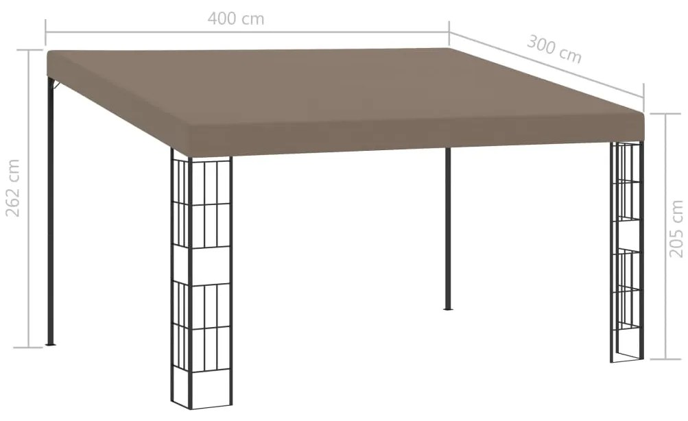 Gazebo de montagem na parede 4x3 m tecido cinzento-acastanhado