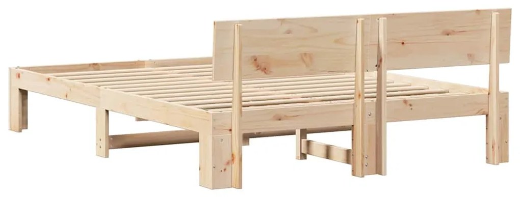 Estrado de Cama com Cabeceira 160x200 cm Madeira de Pinho