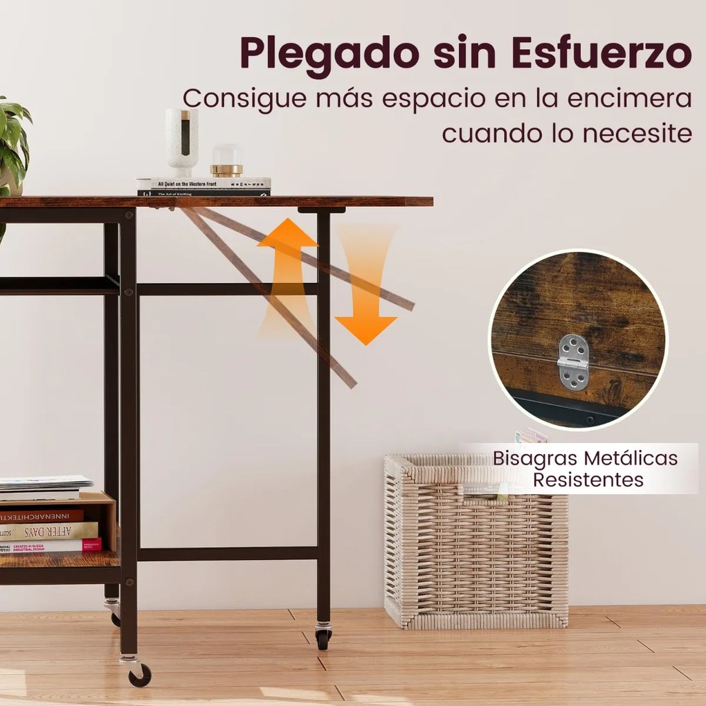 Mesa de jantar 80 x 75 x 75 cmdobrável e extensível com rodas, tampo rebatível, suporte para garrafas e estante de arrumação para espaços reduzidos, C
