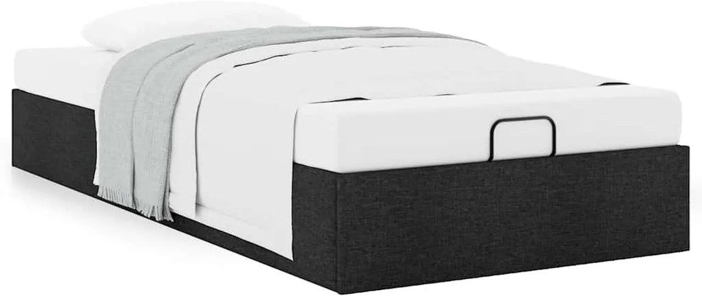 Estrutura de cama otomana sem colchão 90x190 cm tecido preto