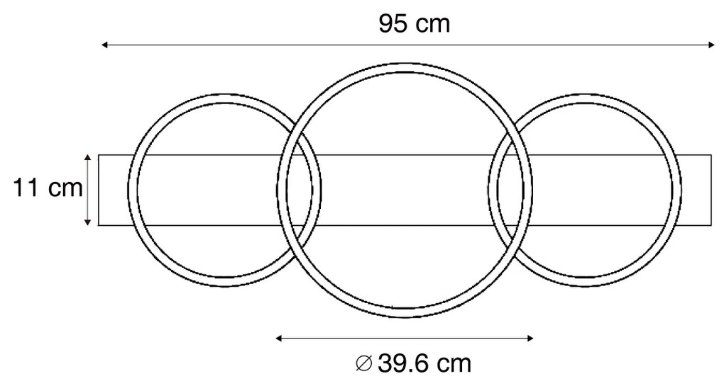Plafon de design preto redondo com LED regulável em 3 níveis e 3 luzes - Nimue Design
